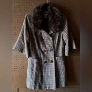Forever 21 jacket from late '90s or early 2000s tweed houndstooth faux fur